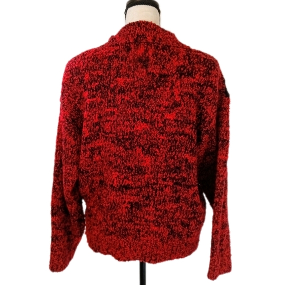 Vintage 80s Spice of Life Womens Cherry Red  Chunky Fuzzy Knitted Sweater Size L - Picture 10 of 11